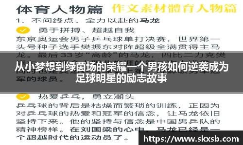 从小梦想到绿茵场的荣耀一个男孩如何逆袭成为足球明星的励志故事